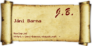 Jáni Barna névjegykártya